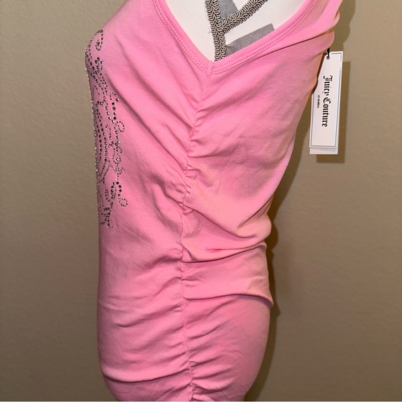 NWT Juicy Couture Pink Fitted Rhinestone Bling Ruched Side Sleeveless Tank Dress - Picture 8 of 13